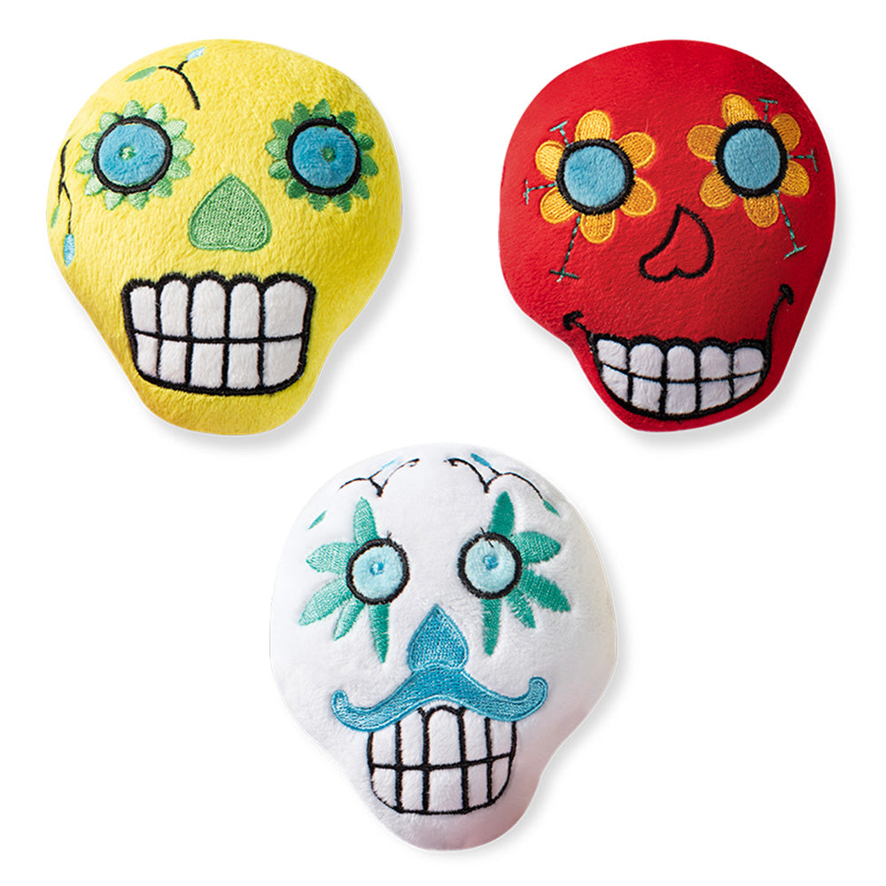 Fringe Studio Sugar Skulls Small Plush Dog Toys - Set Of 3