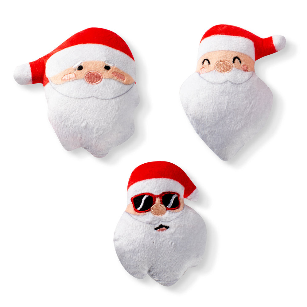 Fringe Studio Santa Heads Mini Dog Toys - Set Of 3