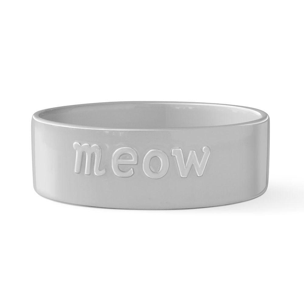 Fringe Studio Meow Sculpt Gray Pet Bowl