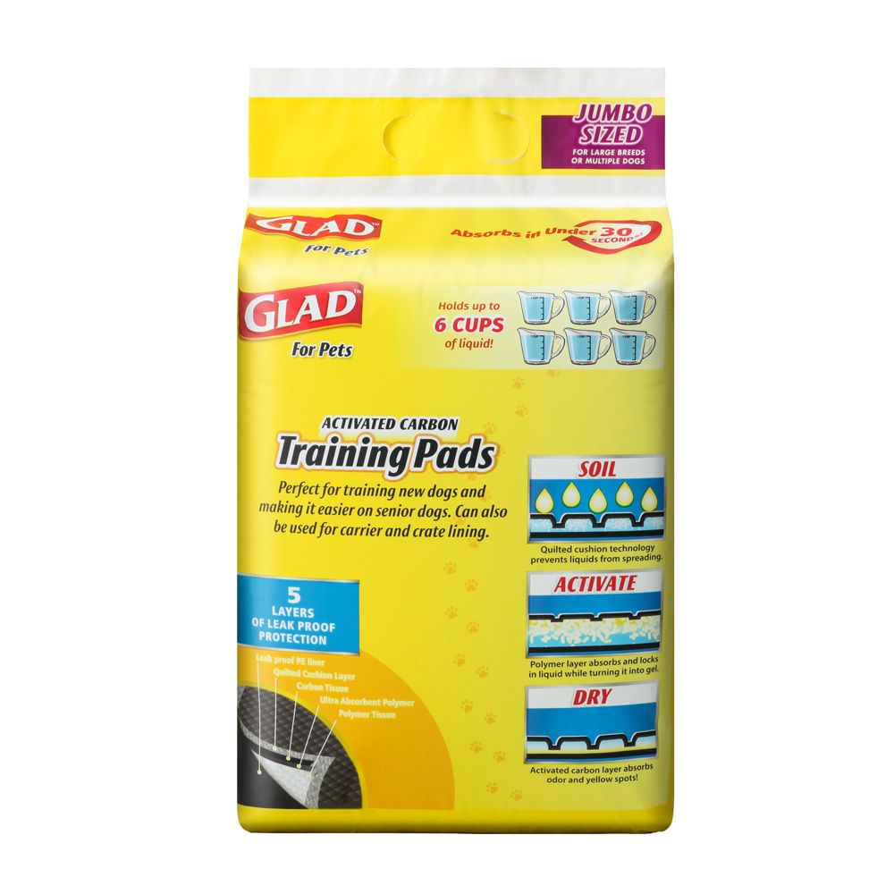 Glad for Pets Jumbo Activated Carbon Training Pads For Large Breeds (30 Count)