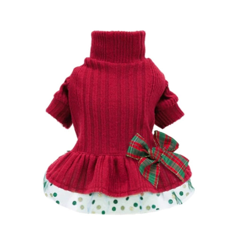 Fitwarm Christmas Turtleneck Tulle Dress