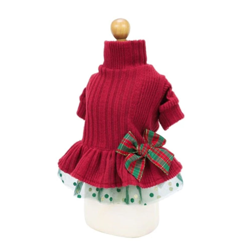 Fitwarm Christmas Turtleneck Tulle Dress