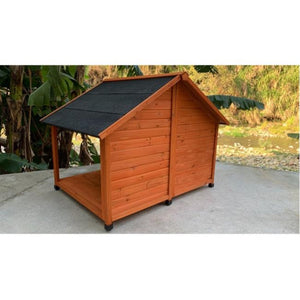 WOODEN PET HOUSE - Golden Brown with Gallery