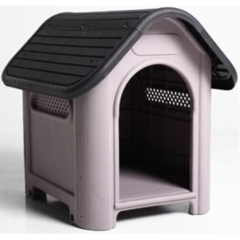 Small Breed Plastic Dog House - Black & Grey