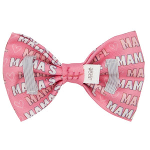 Sassy Woof DOG BOWTIE - Pink & White MAMA'S GIRL