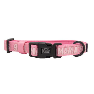 Sassy Woof DOG COLLAR - Pink & White MAMA'S GIRL