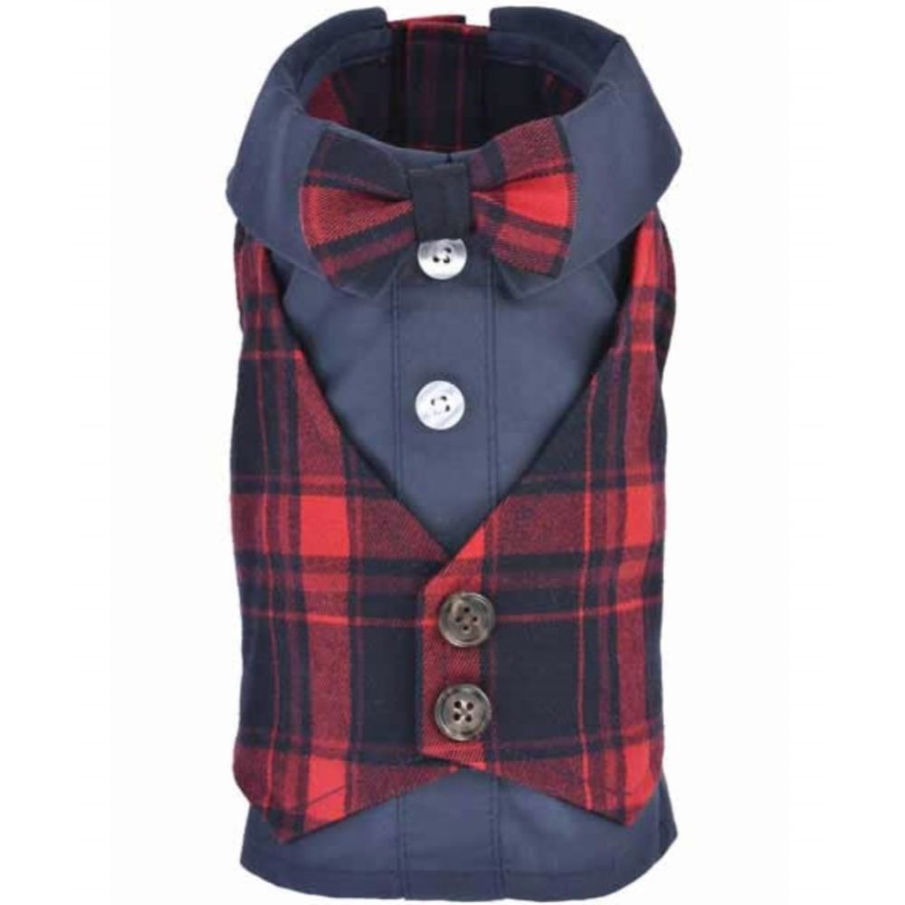 Parisian Pet Scottish Red and Blue Plaid Tux