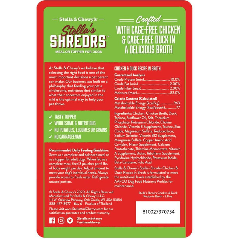 Stella & Chewy's® Stella's Shredrs™ Chicken & Duck Recipe in Broth for dogs 2.8oz