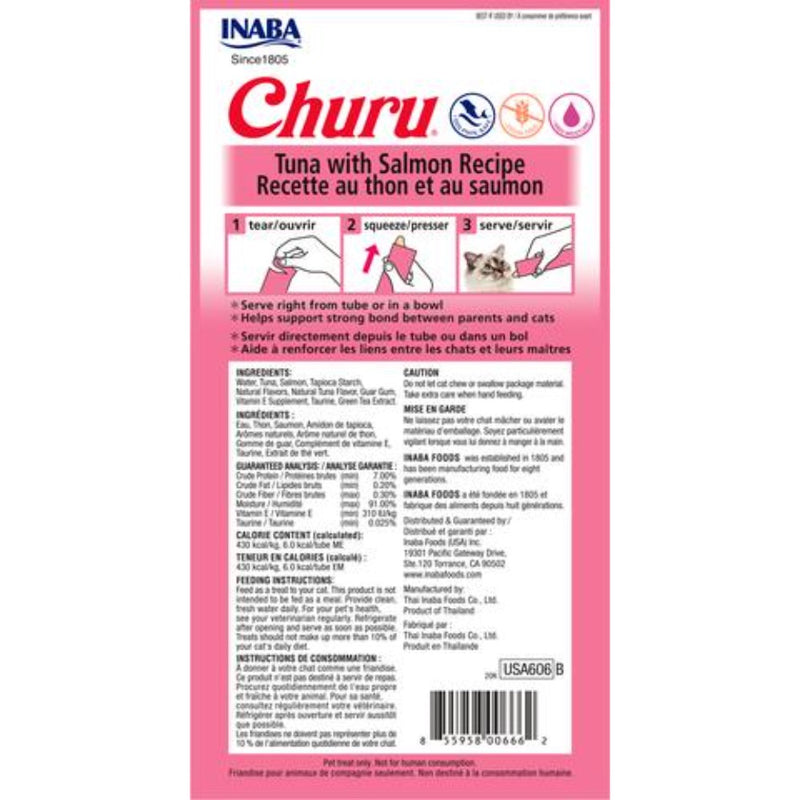 INABA Churu Purée Tuna with Salmon - 4 0.5oz Tubes