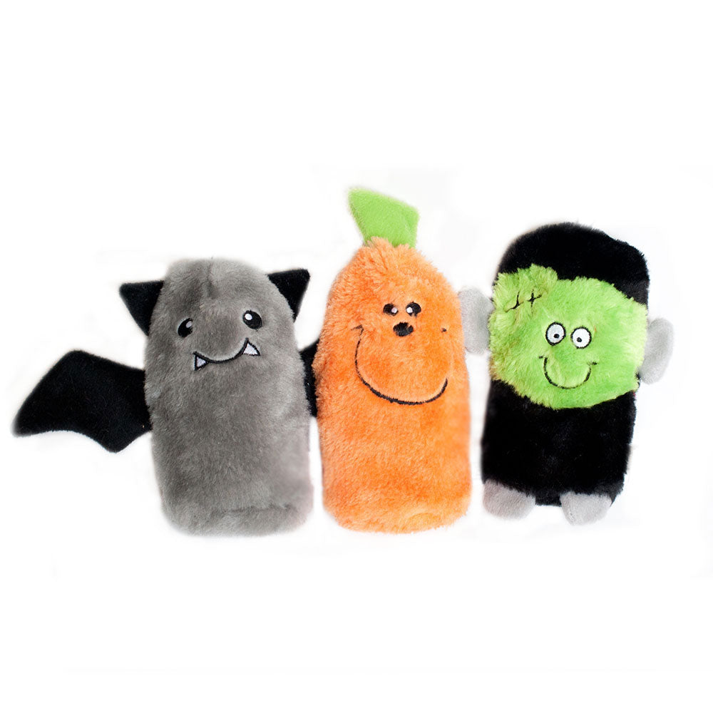 ZippyPaws Halloween Squeakie Buddies -3-Pack (Frankenstein, Pumpkin, Bat)