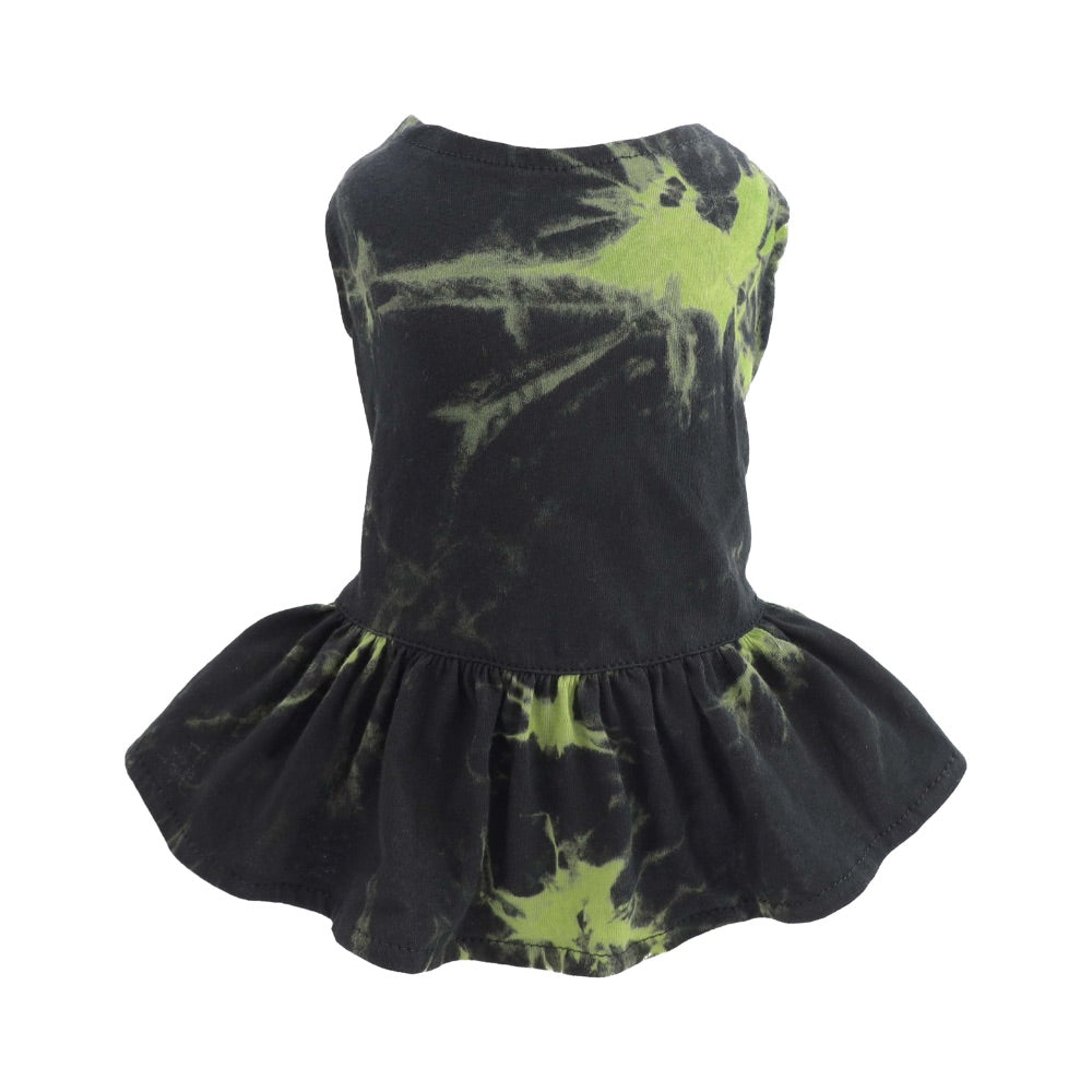 Fitwarm Green & Black Tie Dye Dress