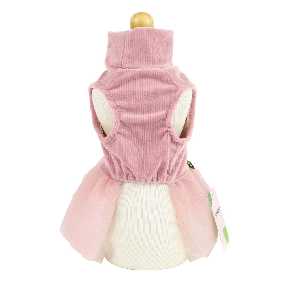 Fitwarm Pink Vest Turtleneck Dress with Bow
