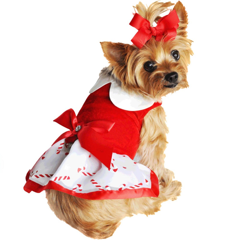 Doggie Design Holiday Dog Harness Dress - Candy Canes