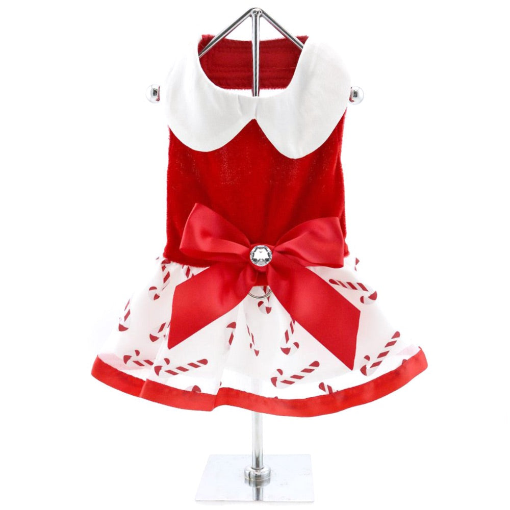 Doggie Design Holiday Dog Harness Dress - Candy Canes