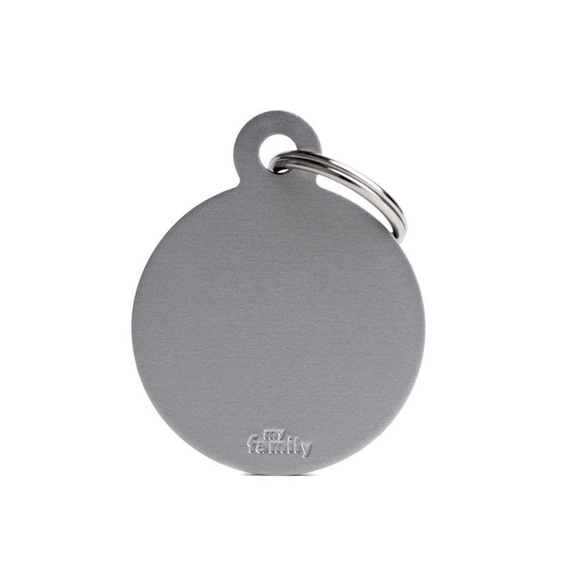 My Family ID Tag Basic collection Round Grey in Aluminum