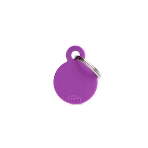 My Family ID TAG BASIC COLLECTION ROUND PURPLE IN ALUMINUM