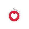 My Family Charms ID Tag "Big Red Circle White Heart"