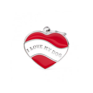 My Family Charms ID Tag Heart "I Love My Dog"