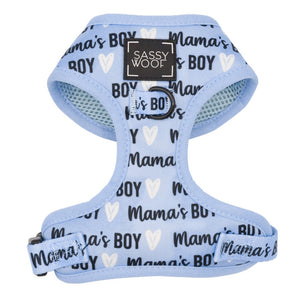 Sassy Woof Adjustable Harness - Mama's Boy with White Heart