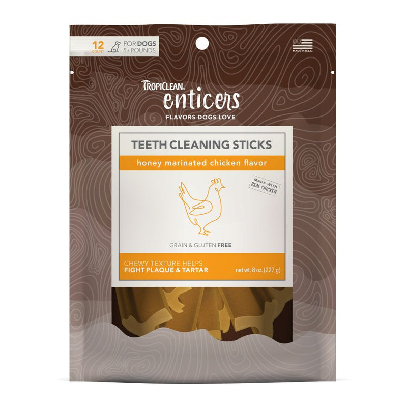 Tropiclean Enticers Teeth Cleaning Sticks - Honey Marinated Chicken 8oz