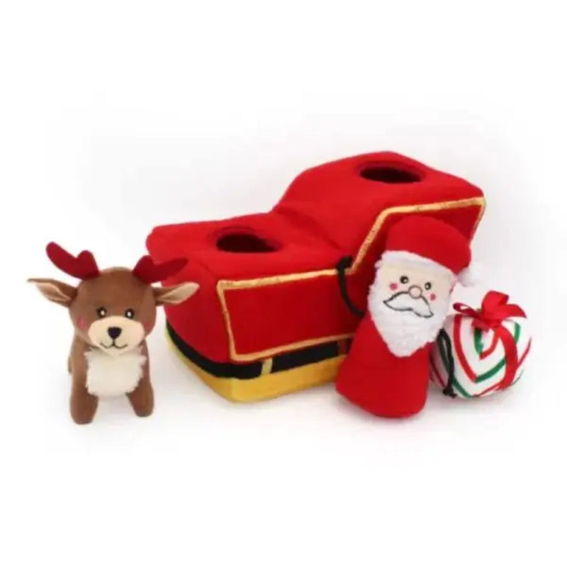 ZippyPaws Xmas Holiday Burrow Santa’s Sleigh