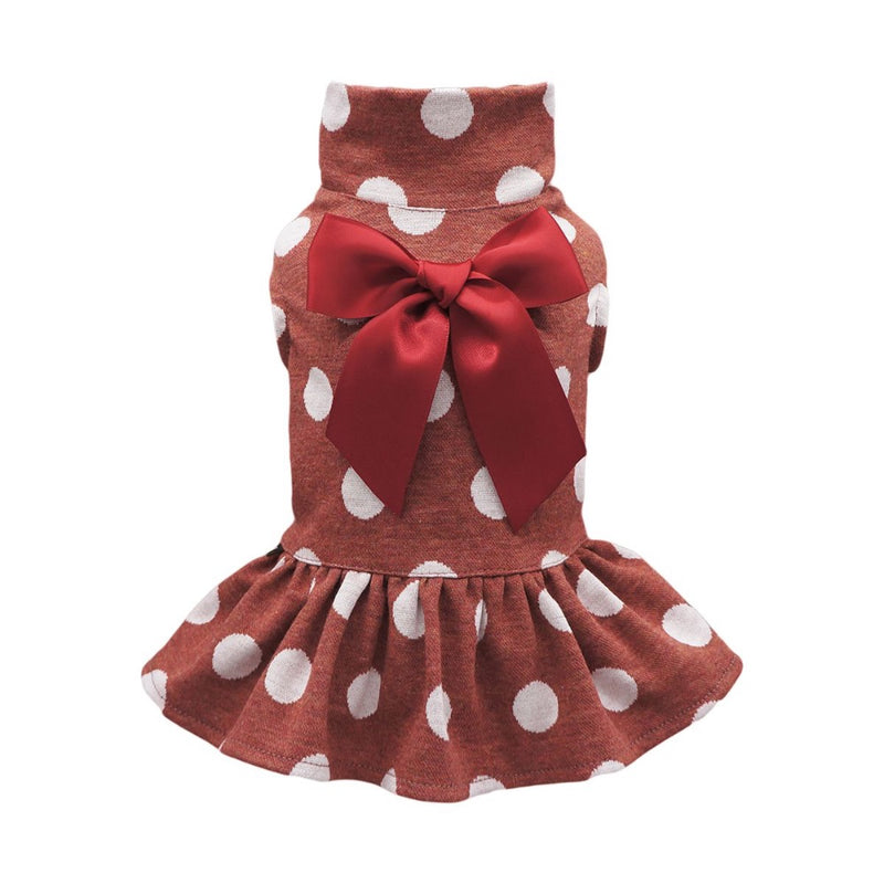 Fitwarm Red Bow Turtleneck Polka Dot Dress