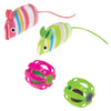 Savvy Tabby Striped Mice & Jingle Ball Toys - 4 Pk