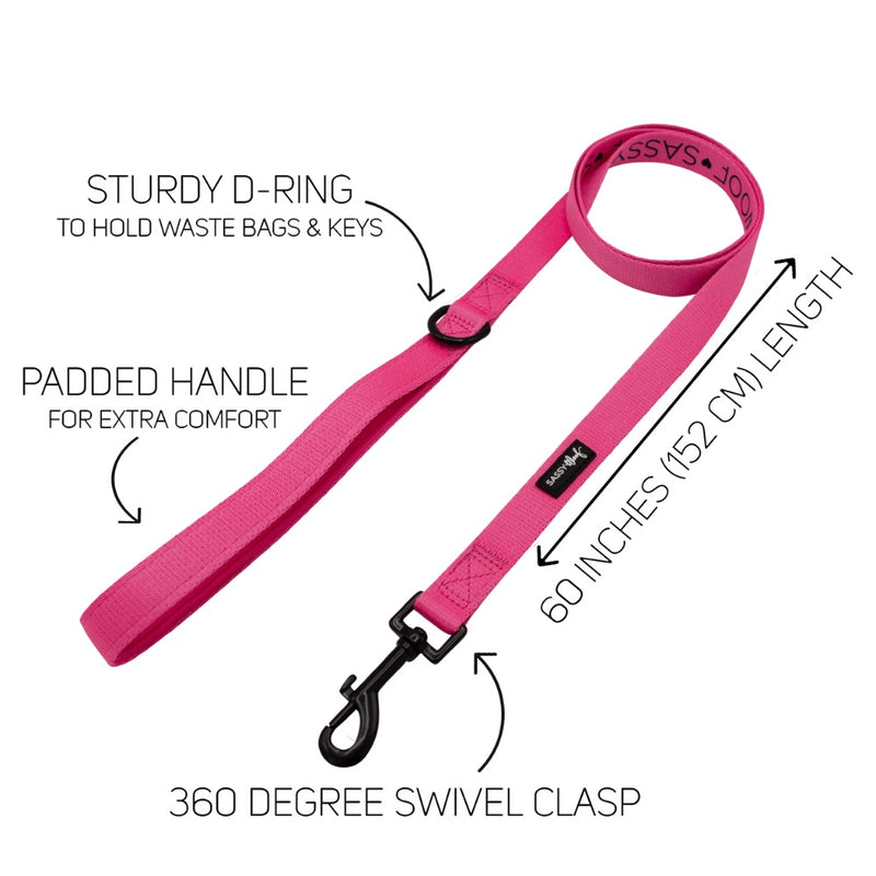 Sassy Woof Leash - Neon Pink